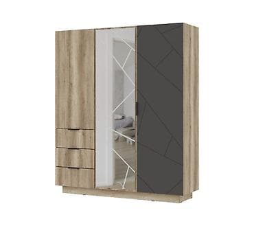 Даллас ШК 01 - Шкаф 3Д, МДФ Софт Графит/Дуб Каньон, Стендмебель