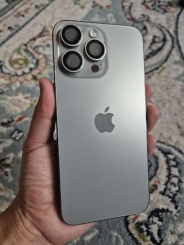 IPhone 15 Pro Max, Б/у, 256 ГБ, Natural Titanium, Защитное стекло, Чехол, 80 %