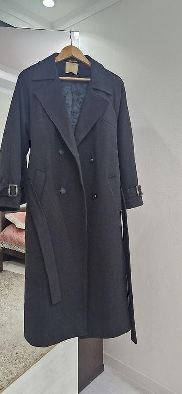 женские стеганые плащи: Пальто, Тренчкот, Осень-весна, Стеганый, По колено, Двубортная модель, M — 1