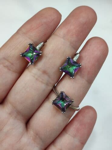 набор пандора: Серебряный Комплект с камнями Мистик Серебро 925 пробы Размеры — 7