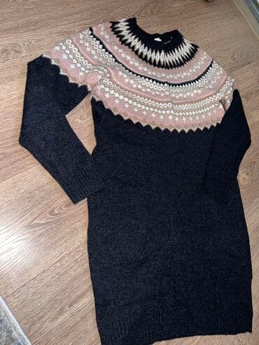 новогоднее платье для беременных: Повседневное платье, Китай, Зима, Длинная модель, Платье-свитер, M, S — 1