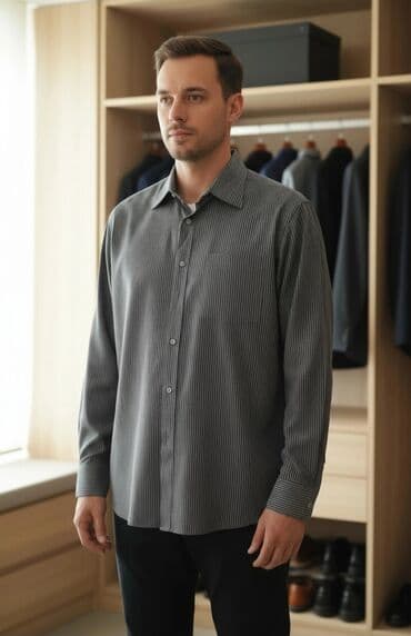 Стильная мужская рубашка с комфортным составом, размер L (46-48)