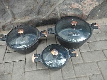 Набор кастрюль/казанов с крышками из закалённого стекла. - at lalafo.kg Набор кастрюль/казанов с крышками из закалённого стекла. -