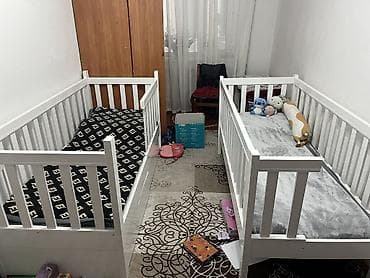 тумбочка детский: Двухъярусная детская кровать, Новый, Натуральное дерево, цвет - Белый — 6