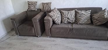 стулья для гостиной: Комплект мягкой мебели, Б/у, Самовывоз, цвет - Коричневый — 4