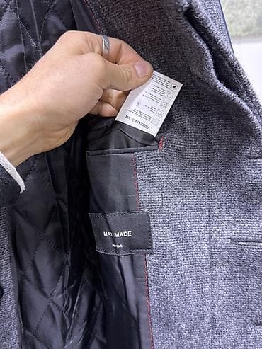 осенние куртки мужские: Мужское пальто MAX MADE, классический крой - Цвет: серый меланж - — 4