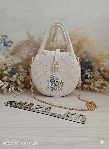 сумка плетёная: Классическая сумка, Материал: Хлопок, Съёмный ремень, Женские — 3