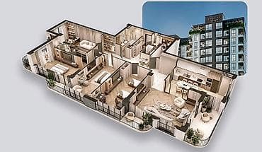 Квартиры: 5 комнат, 218 м², Орто-Сай с. Элитка, 2 этаж, ПСО (под самоотделку) — 2