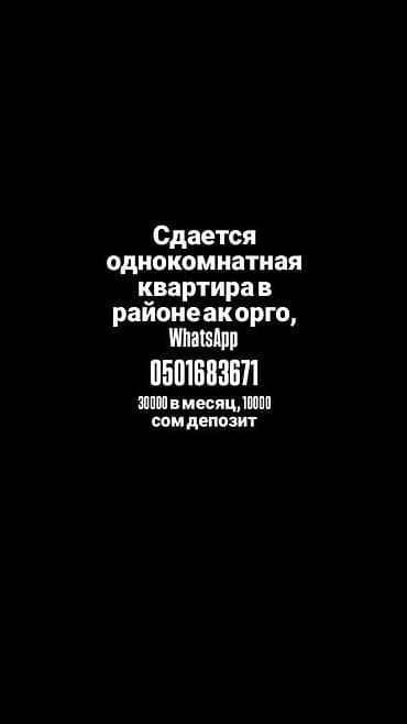 Сдается однокомнатная квартира в районе Ак-Орго. - Формат