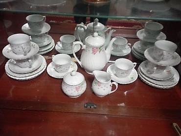 камни декор: Фарфоровый чайный сервиз с цветочным декором - Материал: тонкий — 2