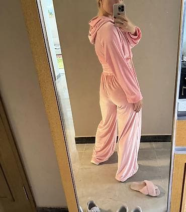 кастюм шым: Велюровая двойка розового цвета — 2