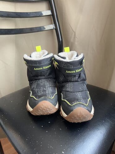 фирменная обувь из италии: Детские зимние ботинки Amore Materno - Цвет: черный с неоновыми — 4
