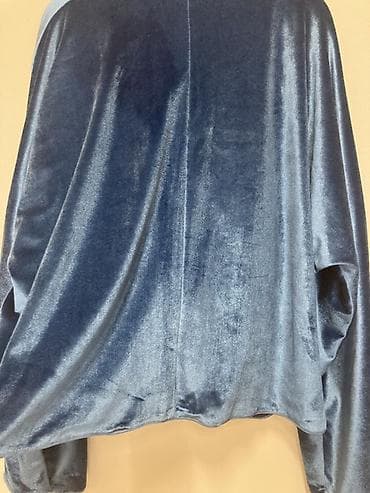 плащ накидка: Бархатная легкая курточка-пиджак, цвет — глубокий синий. - Материал — 7