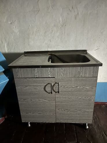 Диваны: Тумба для кухни, Б/у, С мойкой, Напольная, ДСП, цвет - Серый — 6