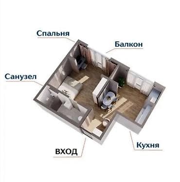 107: 1 комната, 33 м², Пишпек Элитка, 2 этаж, ПСО (под самоотделку) — 4