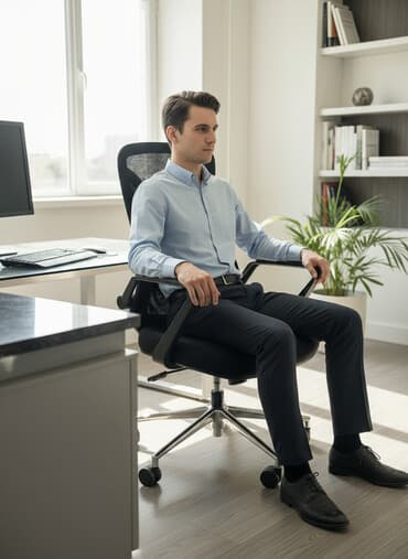 кресло для офис: Офисное кресло, С колесиками, цвет - Черный — 1