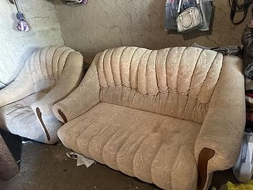 зеркало домашнее: Комплект мягкой мебели, Б/у, цвет - Бежевый — 3