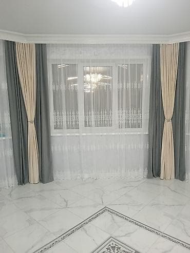 токмок шторы: Комплект штор, С карнизом в комплекте, Готовое изделие, Для спальни — 1