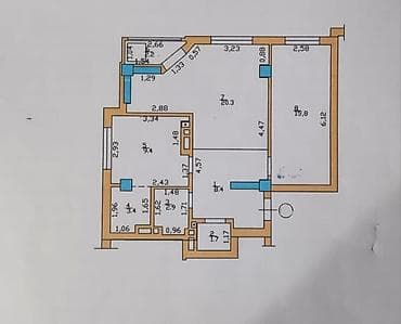 Батирлер: 2 бөлмө, 64 м², Пишпек Элитка, 7 кабат, Евро оңдоо — 5