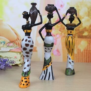 садовые фигурки для раскраски: Декоративные статуэтки • 3 Африканские женщины Размер: высота 20 см — 2
