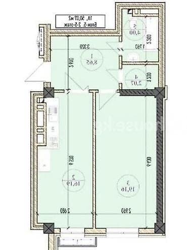 500: 2 комнаты, 50 м², Элитка, 13 этаж, ПСО (под самоотделку) — 5