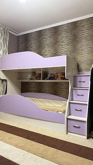 стол кыргыз: Балдар үчүн эки ярустуу, ЛДСП, түсү - Кызгылт көк — 1