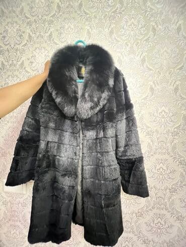 норковая платок: Шуба из натурального меха черного цвета с градиентом графит/серый. - — 2