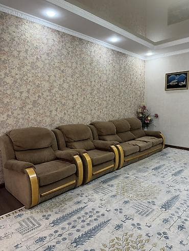 диван раскладные: Комплект мягкой мебели, Б/у, Самовывоз, цвет - Коричневый — 1