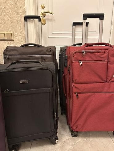 чехол для чемоданов: Чемодан, Б/у, Материал: Полиэстер, Средний (40 - 70 л), Водонепроницаемость, Вращающиеся колеса на 360°, Кодовый замок — 2