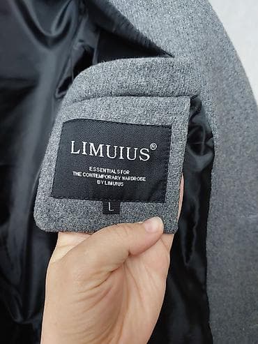 Женская одежда: Серое пальто/длинный жакет LIMUIUS, размер L. - Классический — 2