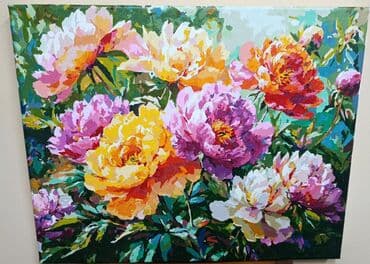 Картина на холсте «Пионы» - Яркая цветочная композиция: пышные пионы