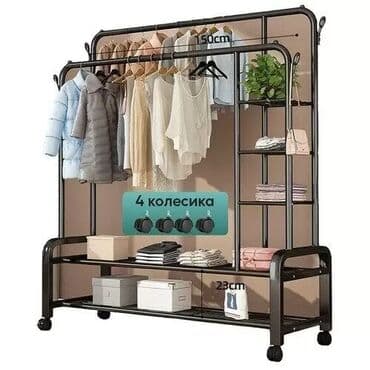 настенная вешалка для одежды: Вешалка напольная для одежды, вещей и обуви стальная, боковые полки, 2 — 1