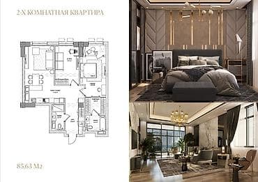 osh flat: 2 комнаты, 96 м², Элитка, 3 этаж, Готовая ПСО (под самоотделку) — 3