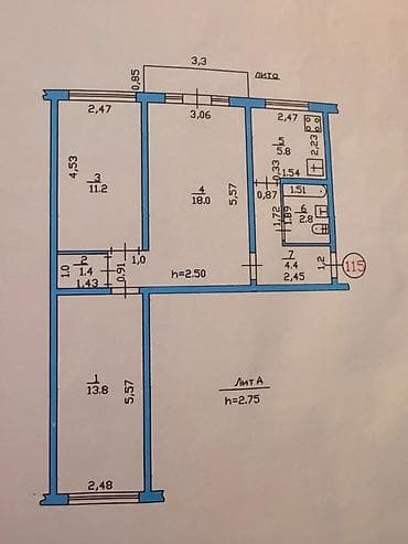 8: 3 комнаты, 58 м², 10 мкр 104 серия, 4 этаж — 10