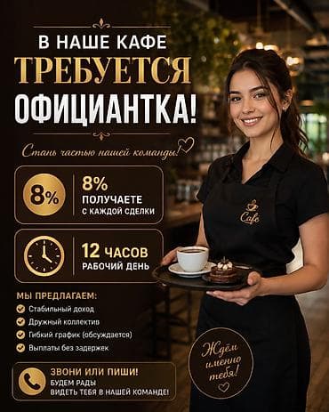 оффицианты: Требуется Официант Оплата: Сдельная — 1