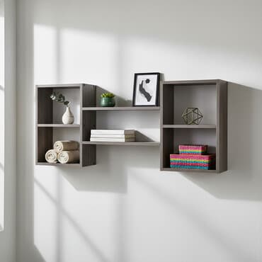 хлебный стеллаж: Полка навесная P001 (Дуб серо-коричневый) Большая и стильная настенная — 1