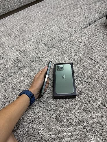 IPhone 13 Pro Max, Б/у, 128 ГБ, Alpine Green, Коробка, Кабель, Чехол, 87 % — 2
