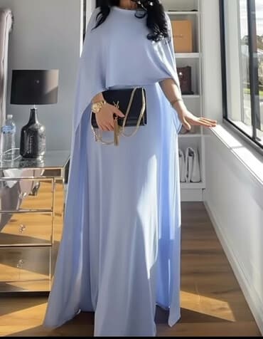 коктейльные платья с открытыми плечами: Вечернее платье, Длинная модель, Атлас, С рукавами, S — 1