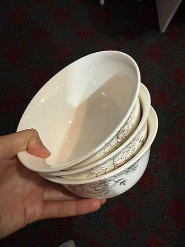 белые пакеты: Набор мисок/пиал из белой керамики — 24 штук. - Цвет: белый, у части — 3