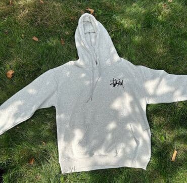 Серый худи Stüssy с капюшоном Размер L(больше мерит) - Классический