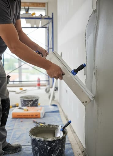 Шпатели для штукатурки Knauf с рукоятками синего и черного цвета