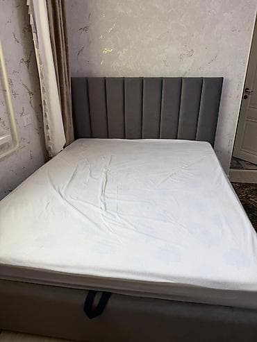 крп: Двуспальная кровать с высоким мягким изголовьем и подъемным — 1