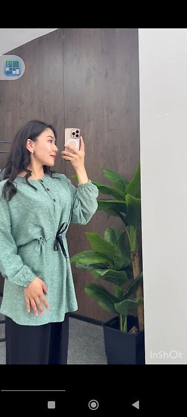 этно косы: Туника-женская с поясом-утяжкой и принтом - Свободный силуэт, длина — 1