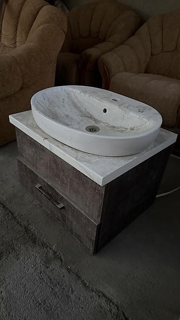 цена раковина с тумбой в ванную: Тумба для ванны, Новый, С раковиной, Дерево, Самовывоз, цвет - Коричневый — 3