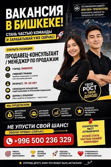 Работа: Вакансия: Продавец‑консультант / Менеджер по продажам Город: Бишкек — 4
