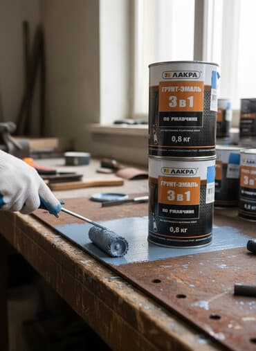 Грунт-эмаль 3 в 1 от компании "Лакра" для внутренних и наружных работ