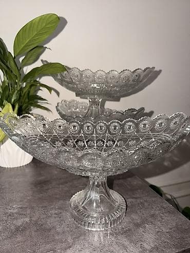 часы феникс: Набор стеклянных ваз/конфетниц на ножке - Материал: прозрачное — 3