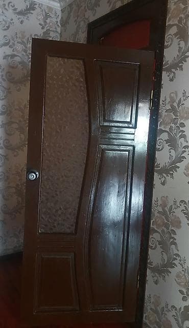 шкафы для офиса: Межкомнатная дверь, Б/у, Со стеклом, Двухстворчатая, Деревянная, Распашная, Витражная, цвет - Коричневый — 2
