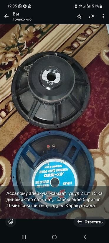 на камерный свет: Пара 15-дюймовых динамиков для акустических систем. - Количество: 2 — 1