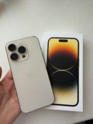 бу 11 айфон: IPhone 14 Pro, Колдонулган, 256 ГБ, Matte Gold, Заряддоочу түзүлүш, Куту, Коргоочу айнек, 81 % — 1